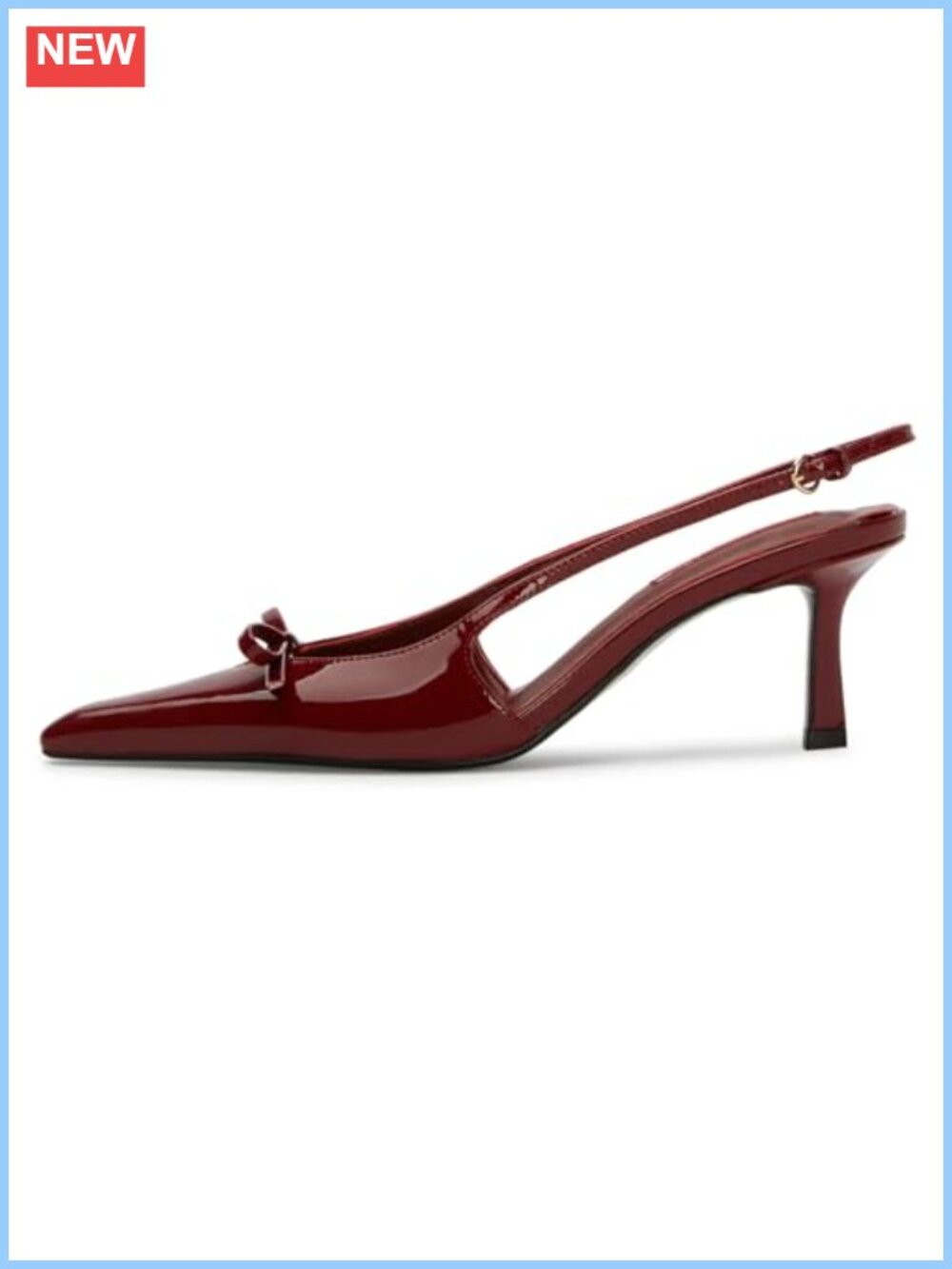 Kitten Heels with Bow Slingback Pumps Faux Leather Pointed Toe